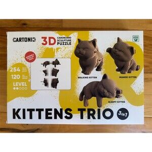 Cartonic Kittens Trio 3-in-1 3D Sculpture Puzzle Kit 254 Pieces DIY